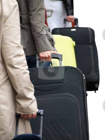To use this stock image in your creative project, please select the size you need over to the right and click the "Add to Cart" button.
Your downloaded image will come with the Cutcaster watermark removed so don’t worry about the watermark you see on this page. Travellers at the airport stock photo, Travellers with suitcases isolated on white by Laurent Dambies