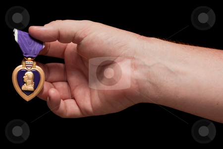 To use this stock image in your creative project, please select the size you need over to the right and click the "Add to Cart" button.
Your downloaded image will come with the Cutcaster watermark removed so don’t worry about the watermark you see on this page. Man Holding Purple Heart War Medal stock photo, Man Holding Purple Heart War Medal on a Black Background. by Andy Dean