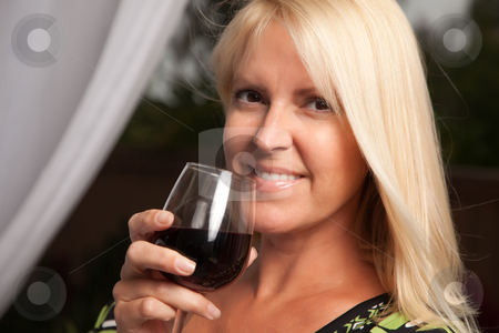 To use this stock image in your creative project, please select the size you need over to the right and click the "Add to Cart" button.
Your downloaded image will come with the Cutcaster watermark removed so don’t worry about the watermark you see on this page. Beautiful Blonde Enjoying Wine stock photo, Beautiful blonde smiling woman at an evening social gathering tasting wine. by Andy Dean