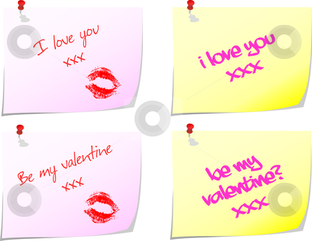 To use this stock image in your creative project, please select the size you need over to the right and click the "Add to Cart" button.
Your downloaded image will come with the Cutcaster watermark removed so don’t worry about the watermark you see on this page. Love notes stock vector clipart, Loving messages written on post-it notes by Kirsty Pargeter