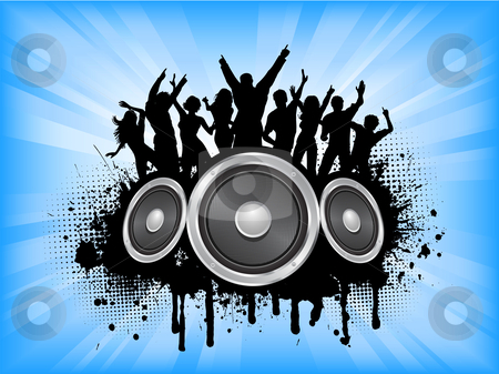 To use this stock image in your creative project, please select the size you need over to the right and click the "Add to Cart" button.
Your downloaded image will come with the Cutcaster watermark removed so don’t worry about the watermark you see on this page. Grunge party stock vector clipart, People dancing on grunge music background by Kirsty Pargeter