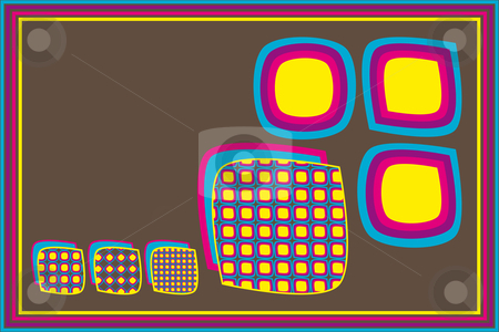 To use this stock image in your creative project, please select the size you need over to the right and click the "Add to Cart" button.
Your downloaded image will come with the Cutcaster watermark removed so don’t worry about the watermark you see on this page. Retro squares shapes stock vector clipart, Retro squares shapes with pattern fillings on a brown background by Karin Claus