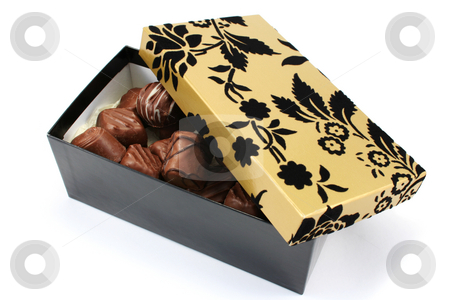 To use this stock image in your creative project, please select the size you need over to the right and click the "Add to Cart" button.
Your downloaded image will come with the Cutcaster watermark removed so don’t worry about the watermark you see on this page. Fancy Gift Box and Chocolates stock photo, Fancy black and gold gift box with handmade chocolates by Helen Shorey