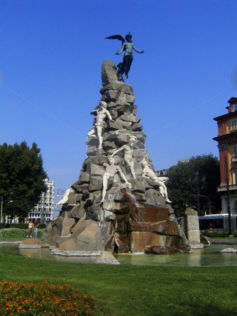 To use this stock image in your creative project, please select the size you need over to the right and click the "Add to Cart" button.
Your downloaded image will come with the Cutcaster watermark removed so don’t worry about the watermark you see on this page. Fountain in Statuto Square in Turin, Italy stock photo, Fountain with bronze figures in Statuto Square, Turin, Italy by Alessandro Rizzolli