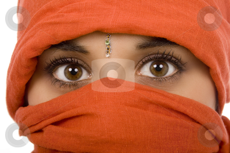 To use this stock image in your creative project, please select the size you need over to the right and click the "Add to Cart" button.
Your downloaded image will come with the Cutcaster watermark removed so don’t worry about the watermark you see on this page. Woman stock photo, Woman on ethnic scarf white isolate by Marc Torrell