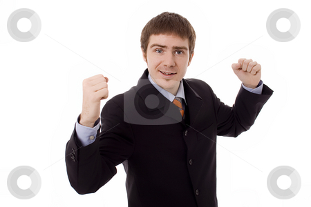 To use this stock image in your creative project, please select the size you need over to the right and click the "Add to Cart" button.
Your downloaded image will come with the Cutcaster watermark removed so don’t worry about the watermark you see on this page. Business champion man stock photo, Business man champion arms white isolate by Marc Torrell