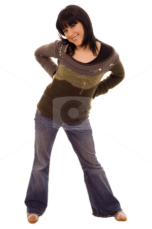 To use this stock image in your creative project, please select the size you need over to the right and click the "Add to Cart" button.
Your downloaded image will come with the Cutcaster watermark removed so don’t worry about the watermark you see on this page. Beautiful smiling woman stock photo, Casual smiling woman body white isolate by Marc Torrell