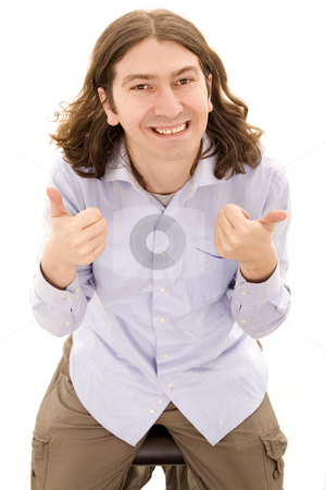 To use this stock image in your creative project, please select the size you need over to the right and click the "Add to Cart" button.
Your downloaded image will come with the Cutcaster watermark removed so don’t worry about the watermark you see on this page. Sited man stock photo, Sited young man white isolated by Marc Torrell
