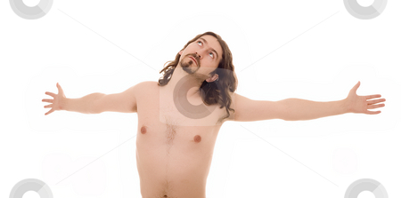 To use this stock image in your creative project, please select the size you need over to the right and click the "Add to Cart" button.
Your downloaded image will come with the Cutcaster watermark removed so don’t worry about the watermark you see on this page. Nude man stock photo, Nude man on cross as christ by Marc Torrell