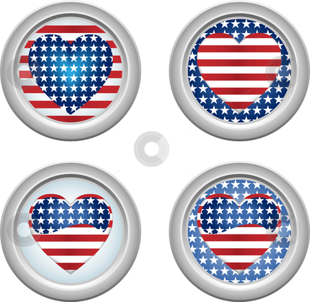 To use this stock image in your creative project, please select the size you need over to the right and click the "Add to Cart" button.
Your downloaded image will come with the Cutcaster watermark removed so don’t worry about the watermark you see on this page. USA Buttons Heart stock vector clipart, USA Stars and Stripes Buttons Fourth of July by Augusto Cabral Graphiste Rennes