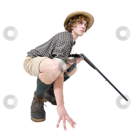 To use this stock image in your creative project, please select the size you need over to the right and click the "Add to Cart" button.
Your downloaded image will come with the Cutcaster watermark removed so don’t worry about the watermark you see on this page. Hunter on the prowl stock photo, A caricaturization of a huntsman on the prowl by Corepics VOF