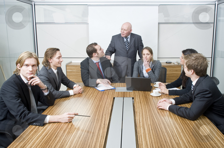 To use this stock image in your creative project, please select the size you need over to the right and click the "Add to Cart" button.
Your downloaded image will come with the Cutcaster watermark removed so don’t worry about the watermark you see on this page. Kick-off meeting stock photo, A senior manager wishing his associates good luck before the start of a kick-off meeting of an important project by Corepics VOF