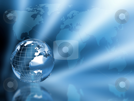 To use this stock image in your creative project, please select the size you need over to the right and click the "Add to Cart" button.
Your downloaded image will come with the Cutcaster watermark removed so don’t worry about the watermark you see on this page. Abstract globe stock photo, 3D render of a globe on a world map background by Kirsty Pargeter