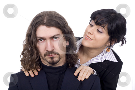 To use this stock image in your creative project, please select the size you need over to the right and click the "Add to Cart" button.
Your downloaded image will come with the Cutcaster watermark removed so don’t worry about the watermark you see on this page. Woman and man business couple stock photo, Woman and man business couple by Marc Torrell