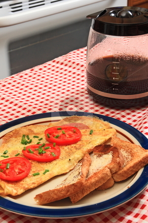 To use this stock image in your creative project, please select the size you need over to the right and click the "Add to Cart" button.
Your downloaded image will come with the Cutcaster watermark removed so don’t worry about the watermark you see on this page. Breakfast Plate stock photo, Tomato omelet with butterd toast and coffee on kitchen table by Jack Schiffer
