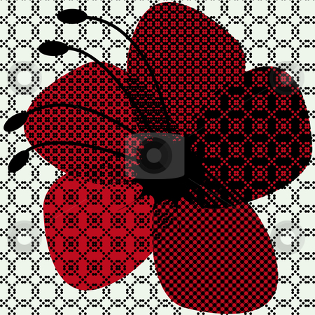 To use this stock image in your creative project, please select the size you need over to the right and click the "Add to Cart" button.
Your downloaded image will come with the Cutcaster watermark removed so don’t worry about the watermark you see on this page. Halftone flower stock vector clipart, Halftone red flower design on soft green background by Karin Claus