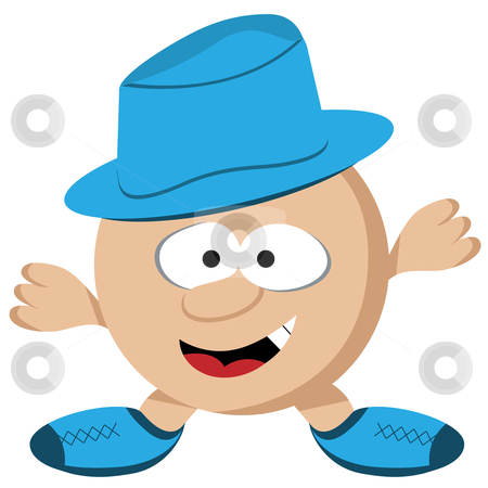 To use this stock image in your creative project, please select the size you need over to the right and click the "Add to Cart" button.
Your downloaded image will come with the Cutcaster watermark removed so don’t worry about the watermark you see on this page. Guy with Hat Cartoon Character - Vector Illustration stock vector clipart, Cartoon round guy with short legs and arms wearing a blue hat. Comical face. by toots77