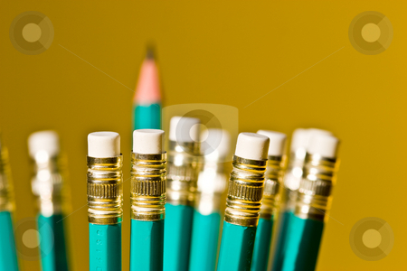 To use this stock image in your creative project, please select the size you need over to the right and click the "Add to Cart" button.
Your downloaded image will come with the Cutcaster watermark removed so don’t worry about the watermark you see on this page. Pencil stock photo, Stationery series: pencils with eraser over yellow background by Gennady Kravetsky