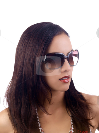 To use this stock image in your creative project, please select the size you need over to the right and click the "Add to Cart" button.
Your downloaded image will come with the Cutcaster watermark removed so don’t worry about the watermark you see on this page. Young hispanic woman portrait with sunglasses stock photo, Young latina woman portrait with sunglasses by Jeff Cleveland