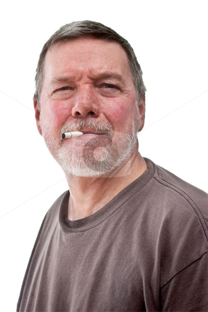 To use this stock image in your creative project, please select the size you need over to the right and click the "Add to Cart" button.
Your downloaded image will come with the Cutcaster watermark removed so don’t worry about the watermark you see on this page. Headshot of mature homeless man with cigarette butt stock photo, Headshot of mature homeless man with cigarette butt, scruffy beard and t-shirt. Isolated on white by Steve Carroll