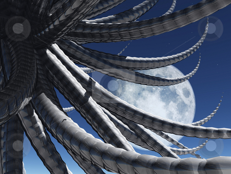 To use this stock image in your creative project, please select the size you need over to the right and click the "Add to Cart" button.
Your downloaded image will come with the Cutcaster watermark removed so don’t worry about the watermark you see on this page. Tentacles - octopus stock photo, Abstract tentacles with full moon in background - 3d illustration by J?