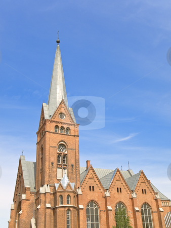 To use this stock image in your creative project, please select the size you need over to the right and click the "Add to Cart" button.
Your downloaded image will come with the Cutcaster watermark removed so don’t worry about the watermark you see on this page. Red Church stock photo, Red brick Church against the blue cloudy sky by Sergej Razvodovskij