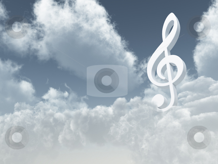 To use this stock image in your creative project, please select the size you need over to the right and click the "Add to Cart" button.
Your downloaded image will come with the Cutcaster watermark removed so don’t worry about the watermark you see on this page. Heavenly sound stock photo, White clef in the cloudy sky - 3d illustration by J?