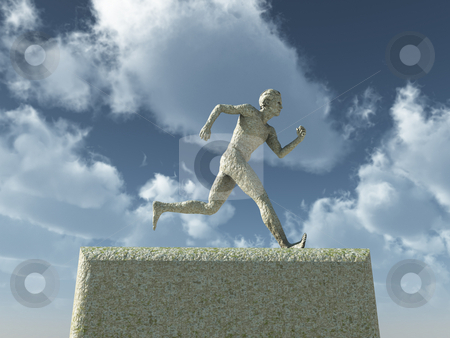 To use this stock image in your creative project, please select the size you need over to the right and click the "Add to Cart" button.
Your downloaded image will come with the Cutcaster watermark removed so don’t worry about the watermark you see on this page. Runnning man stock photo, Running man sculpture in front of blue cloudy sky - 3d illustration by J?
