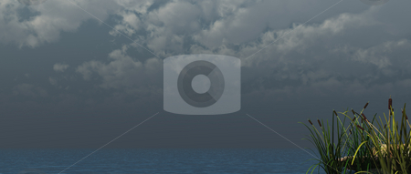 To use this stock image in your creative project, please select the size you need over to the right and click the "Add to Cart" button.
Your downloaded image will come with the Cutcaster watermark removed so don’t worry about the watermark you see on this page. Reed stock photo, Water landscape with reed and cloudy sky - 3d illustration by J?