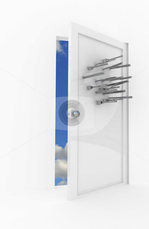 To use this stock image in your creative project, please select the size you need over to the right and click the "Add to Cart" button.
Your downloaded image will come with the Cutcaster watermark removed so don’t worry about the watermark you see on this page. Silverware veapon stock photo, Silverware stuck in white door after throwing at someone by Magnus Johansson
