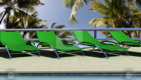 To use this stock image in your creative project, please select the size you need over to the right and click the "Add to Cart" button.
Your downloaded image will come with the Cutcaster watermark removed so don’t worry about the watermark you see on this page. Sun chairs stock photo, Sun chairs by the pool at fancy tropical resort by Magnus Johansson