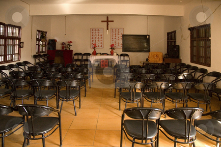 To use this stock image in your creative project, please select the size you need over to the right and click the "Add to Cart" button.
Your downloaded image will come with the Cutcaster watermark removed so don’t worry about the watermark you see on this page. Christian Church Interior Rural China Guizhou Province stock photo, Small Christian Church Rural China, Ancient Town, Outside of Guiyang, Guizhou Province, China by William Perry