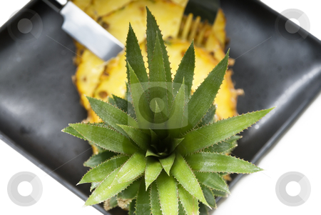 To use this stock image in your creative project, please select the size you need over to the right and click the "Add to Cart" button.
Your downloaded image will come with the Cutcaster watermark removed so don’t worry about the watermark you see on this page. Pineapple stock photo, Ripe vibrant pineapple sliced on a black plate with knife and fork by Francesco Perre