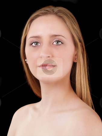 To use this stock image in your creative project, please select the size you need over to the right and click the "Add to Cart" button.
Your downloaded image will come with the Cutcaster watermark removed so don’t worry about the watermark you see on this page. Young caucasian woman bare shoulder portrait stock photo, Young woman blond hair bare shoulder portrait by Jeff Cleveland