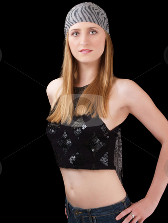 To use this stock image in your creative project, please select the size you need over to the right and click the "Add to Cart" button.
Your downloaded image will come with the Cutcaster watermark removed so don’t worry about the watermark you see on this page. Young blond woman with head scarf bare tummy stock photo, Young caucasian woman bare belly blond hair by Jeff Cleveland