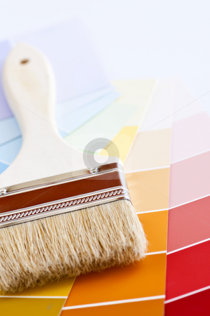 To use this stock image in your creative project, please select the size you need over to the right and click the "Add to Cart" button.
Your downloaded image will come with the Cutcaster watermark removed so don’t worry about the watermark you see on this page. Paint brush with color cards stock photo, Clean paintbrush on rainbow of color card samples by Elena Elisseeva