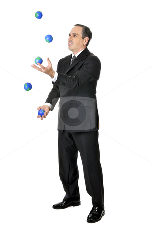 To use this stock image in your creative project, please select the size you need over to the right and click the "Add to Cart" button.
Your downloaded image will come with the Cutcaster watermark removed so don’t worry about the watermark you see on this page. Businessman juggling stock photo, Business man in suit juggling planet earth balls by Elena Elisseeva