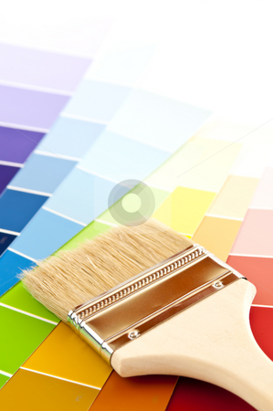 To use this stock image in your creative project, please select the size you need over to the right and click the "Add to Cart" button.
Your downloaded image will come with the Cutcaster watermark removed so don’t worry about the watermark you see on this page. Paint brush with color cards stock photo, Clean paintbrush on rainbow of color card samples by Elena Elisseeva