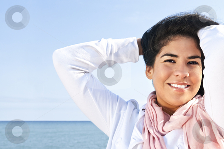To use this stock image in your creative project, please select the size you need over to the right and click the "Add to Cart" button.
Your downloaded image will come with the Cutcaster watermark removed so don’t worry about the watermark you see on this page. Young native american woman stock photo, Portrait of beautiful smiling confident native american girl by Elena Elisseeva