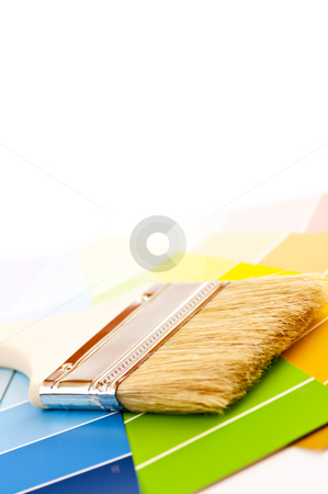 To use this stock image in your creative project, please select the size you need over to the right and click the "Add to Cart" button.
Your downloaded image will come with the Cutcaster watermark removed so don’t worry about the watermark you see on this page. Paint brush with color cards stock photo, Clean paintbrush on rainbow of color card samples by Elena Elisseeva