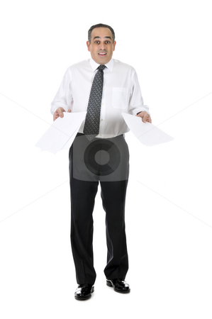 To use this stock image in your creative project, please select the size you need over to the right and click the "Add to Cart" button.
Your downloaded image will come with the Cutcaster watermark removed so don’t worry about the watermark you see on this page. Confused businessman stock photo, Business man in suit with confused expression holding papers by Elena Elisseeva