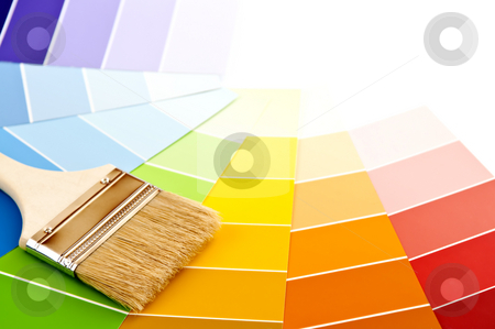 To use this stock image in your creative project, please select the size you need over to the right and click the "Add to Cart" button.
Your downloaded image will come with the Cutcaster watermark removed so don’t worry about the watermark you see on this page. Paint brush with color cards stock photo, Clean paintbrush on rainbow of color card samples by Elena Elisseeva