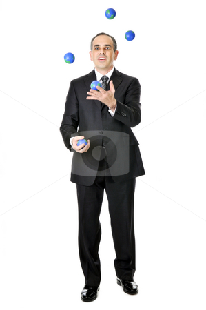 To use this stock image in your creative project, please select the size you need over to the right and click the "Add to Cart" button.
Your downloaded image will come with the Cutcaster watermark removed so don’t worry about the watermark you see on this page. Businessman juggling stock photo, Business man in suit juggling planet earth balls by Elena Elisseeva