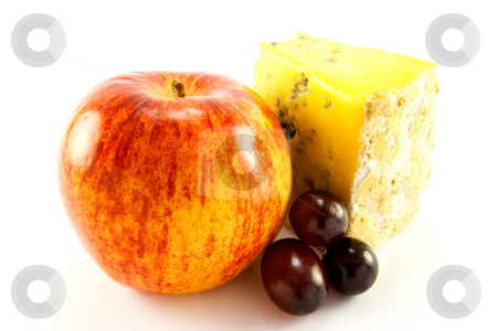 To use this stock image in your creative project, please select the size you need over to the right and click the "Add to Cart" button.
Your downloaded image will come with the Cutcaster watermark removed so don’t worry about the watermark you see on this page. Red Apple, Blue Cheese and Grapes stock photo, Single red apple with slice of blue cheese and grapes with clipping path on a white background by Keith Wilson