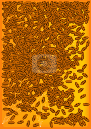 To use this stock image in your creative project, please select the size you need over to the right and click the "Add to Cart" button.
Your downloaded image will come with the Cutcaster watermark removed so don’t worry about the watermark you see on this page. Golden Coffee Bean Background stock vector clipart, Vector Illustration of lightly roasted coffee beans spilling on a golden colored background. by Robert Gebbie