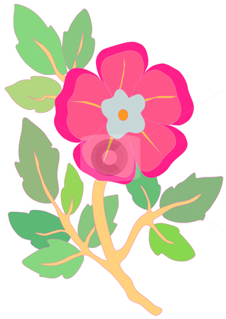 To use this stock image in your creative project, please select the size you need over to the right and click the "Add to Cart" button.
Your downloaded image will come with the Cutcaster watermark removed so don’t worry about the watermark you see on this page. Purple Flower stock vector clipart, Vector Illustration of a large purple flower with a green leafy branch behind it. by Robert Gebbie