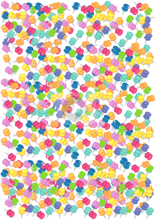 To use this stock image in your creative project, please select the size you need over to the right and click the "Add to Cart" button.
Your downloaded image will come with the Cutcaster watermark removed so don’t worry about the watermark you see on this page. Thumb Tack Background stock vector clipart, Vector Illustration of a variety of colorful push pins. by Robert Gebbie