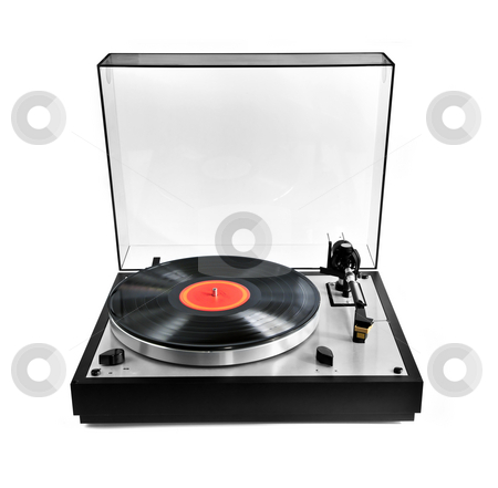 To use this stock image in your creative project, please select the size you need over to the right and click the "Add to Cart" button.
Your downloaded image will come with the Cutcaster watermark removed so don’t worry about the watermark you see on this page. Record on turntable stock photo, Isolated manual record player with spinning vinyl lp by Elena Elisseeva