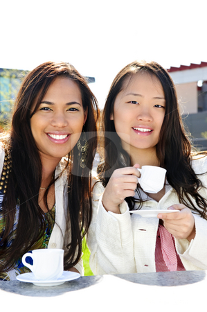 To use this stock image in your creative project, please select the size you need over to the right and click the "Add to Cart" button.
Your downloaded image will come with the Cutcaster watermark removed so don’t worry about the watermark you see on this page. Girlfriends having coffee stock photo, Two girl friends sitting and having drinks at outdoor mall by Elena Elisseeva