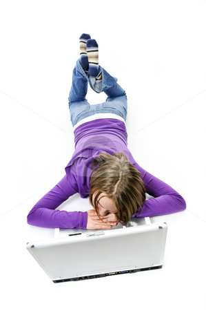 To use this stock image in your creative project, please select the size you need over to the right and click the "Add to Cart" button.
Your downloaded image will come with the Cutcaster watermark removed so don’t worry about the watermark you see on this page. Girl with computer stock photo, Tired young girl lying down asleep on laptop computer by Elena Elisseeva